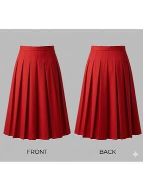 ✨ ❤️ 70s Red Pleated Midi Skirt A-Line Full Sweep Size 18 8866-21 ❤️